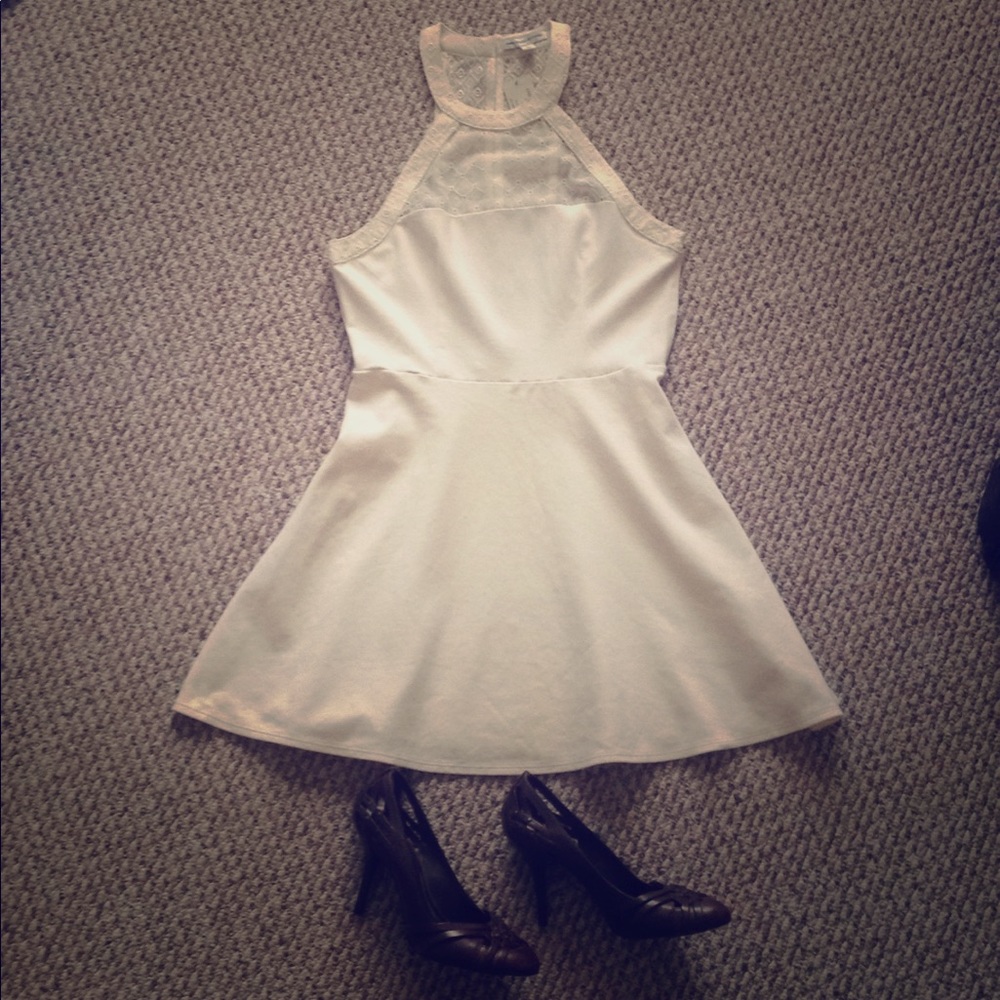 Cream mid length halter dress